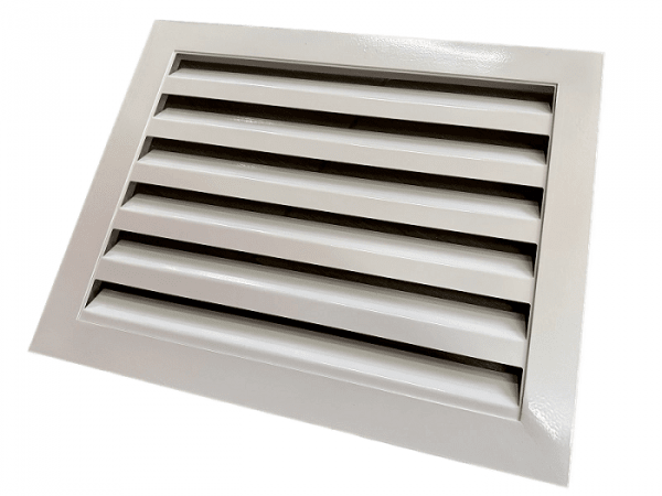 Наружная жалюзийная решетка РЭД-РКДМ-V из оцинкованной стали с алюминиевой рамой